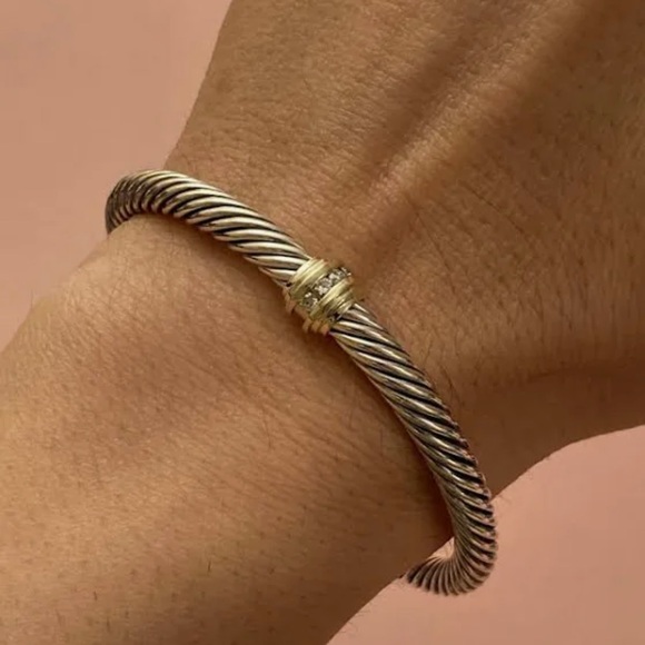 David Yurman Jewelry - David Yurman Gold Diamond Center Station Cuff Bracelet